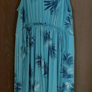 Tropical midi sundress with keyhole back